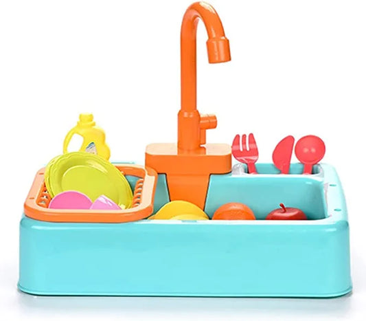 Kids Kitchen Toy Electric Dishwasher Sink – Pretend Play Set