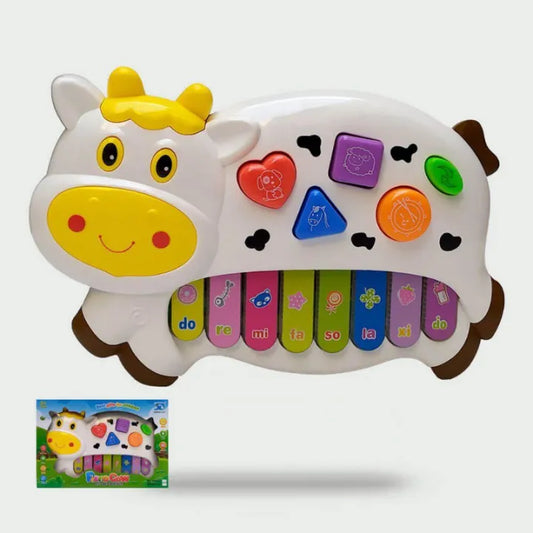 Cow-Shaped Musical Piano Toy with Lights & Sounds