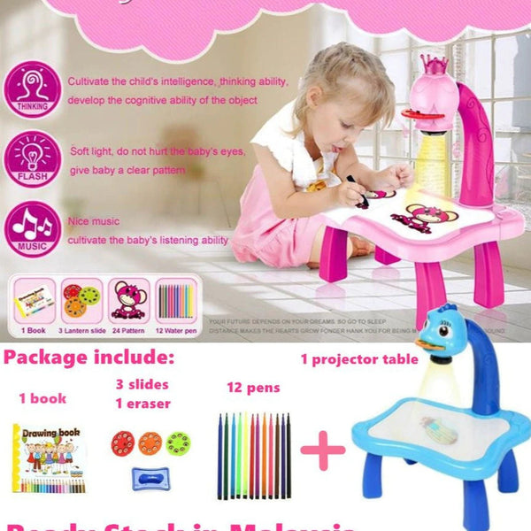 Children LED Projector Art Drawing Table