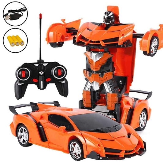 2-in-1 Transformer Robot Lamborghini RC Car with Lights & Music