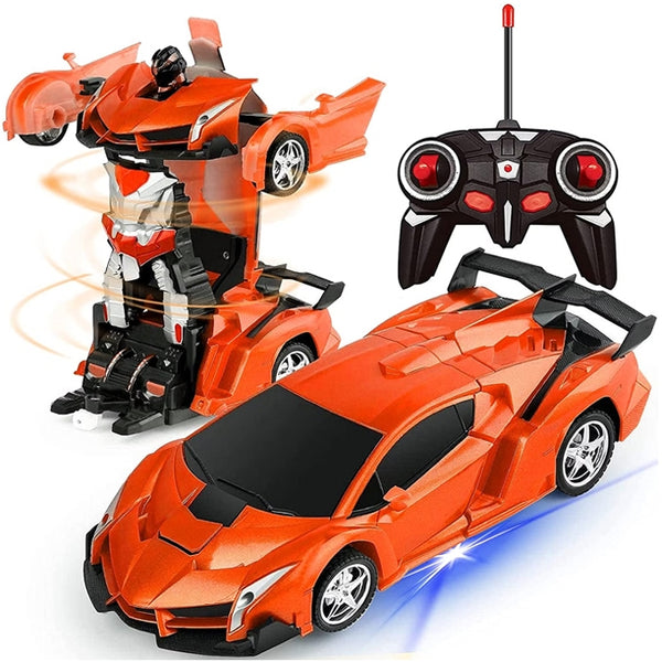 2-in-1 Transformer Robot Lamborghini RC Car with Lights & Music