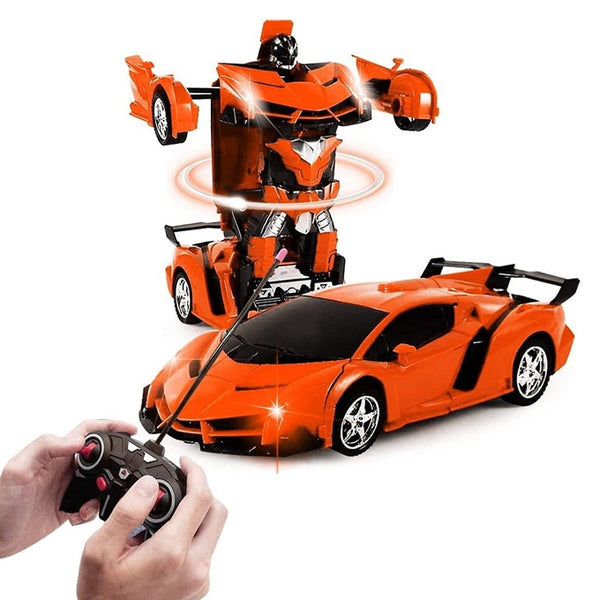 2-in-1 Transformer Robot Lamborghini RC Car with Lights & Music