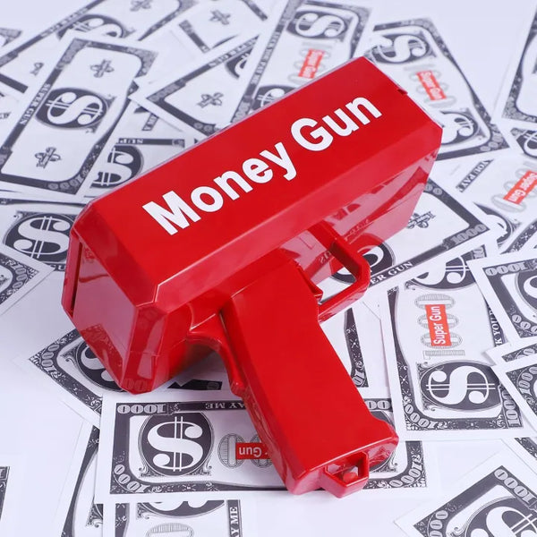 Money Gun Toy with Play Money – Party Cash Spray Gun