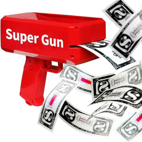Money Gun Toy with Play Money – Party Cash Spray Gun