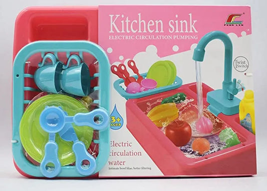 Kids Kitchen Toy Electric Dishwasher Sink – Pretend Play Set