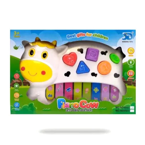 Cow-Shaped Musical Piano Toy with Lights & Sounds